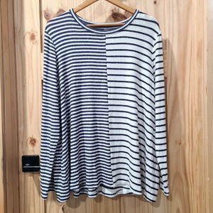 NWT Lane Bryant Contrast Stripe Long Sleeve Soft Knit Top Preppy Size 18/20